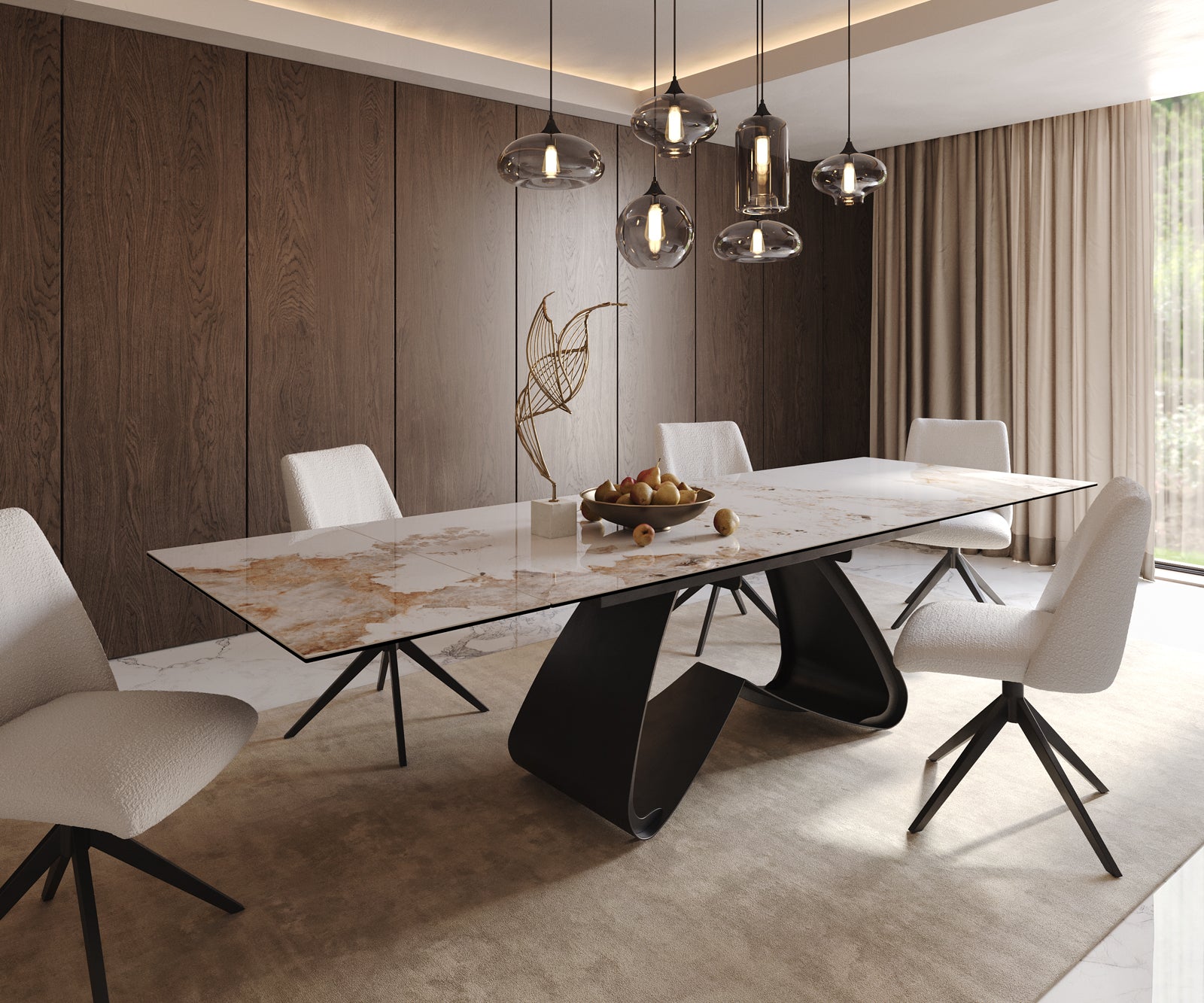 Extendable Dining Table Aurora 200-300cm Ceramic Minas Melange Beige W