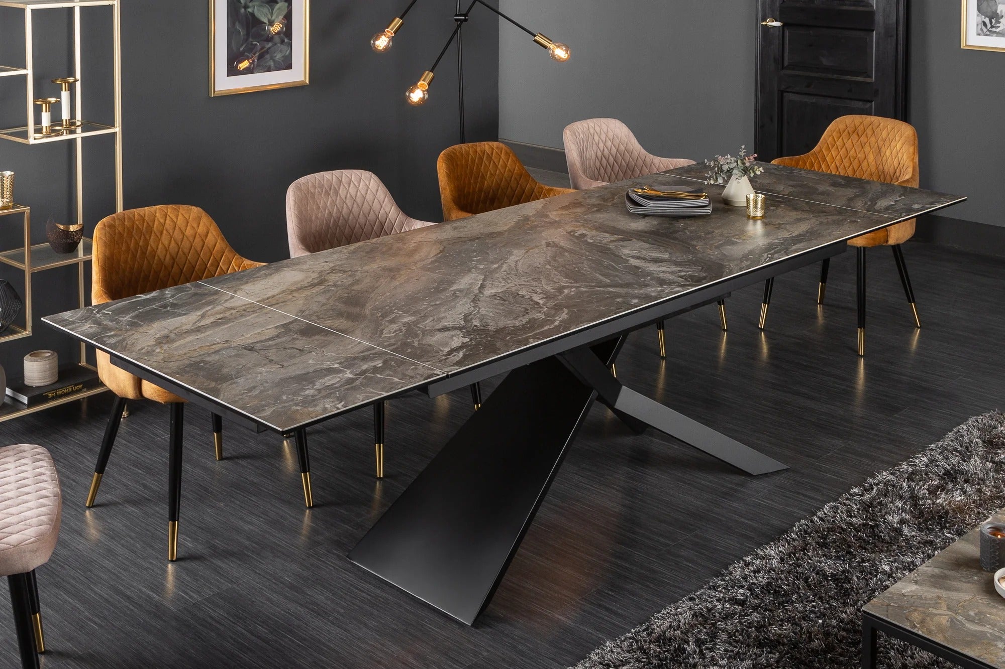 Extendable Dining Table Galactic 180-220-260cm Ceramic Marble Look