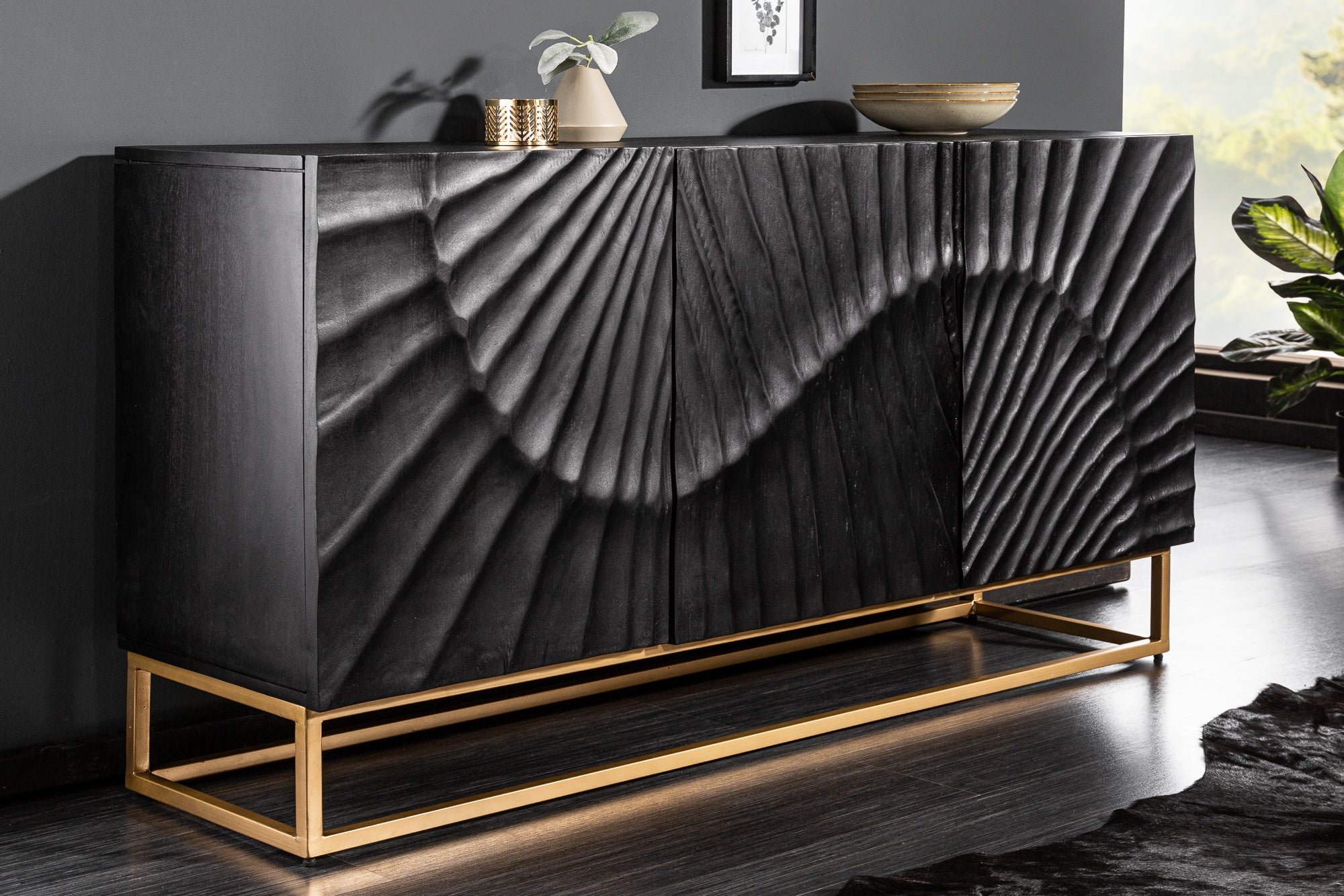 Sideboard Fossil 140cm Mango Wood Black