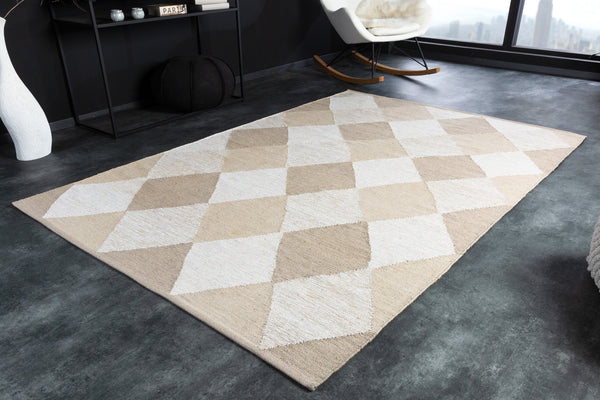 Hand-woven Rug Vector 230x160cm 100% Cotton Beige