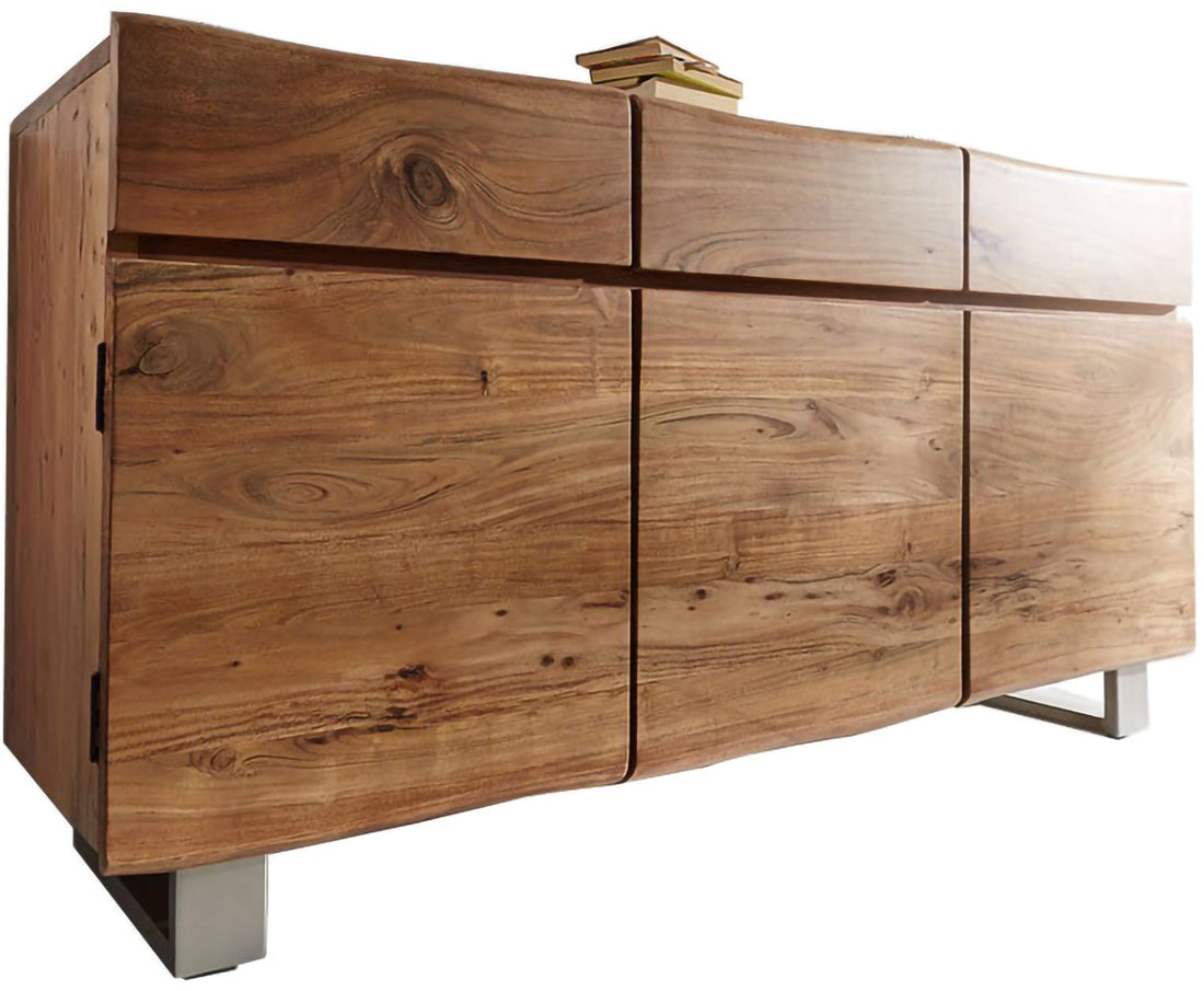 Sideboard Olympus Classic Live-Edge 147cm Acacia Wood Natural 3 Doors 3 Drawers