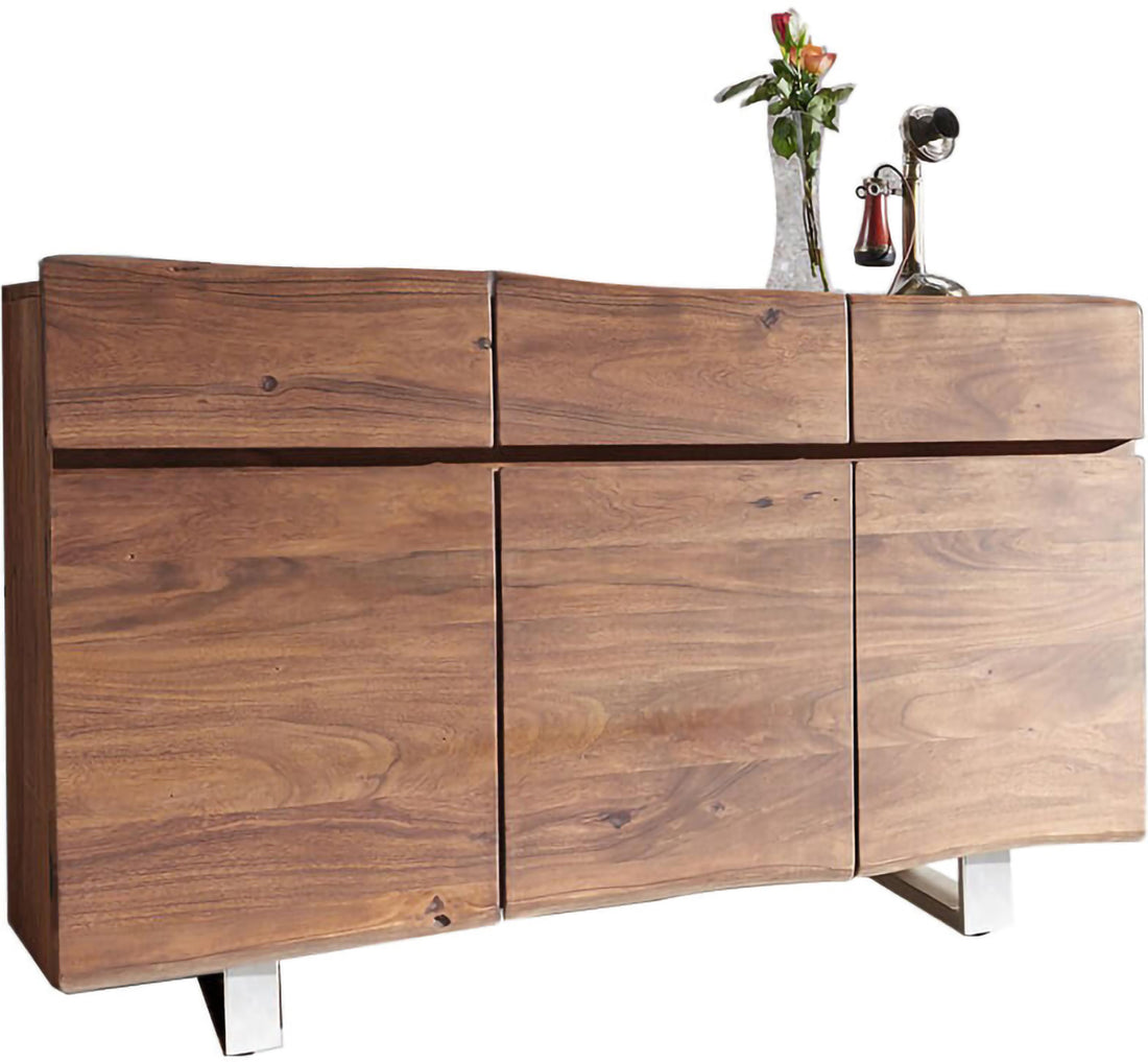 Sideboard Olympus Classic Live-Edge 147cm 3 Doors Acacia Wood Brown