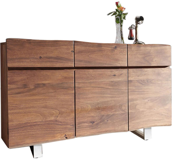 Sideboard Olympus Classic Live-Edge 147cm 3 Doors Acacia Wood Brown
