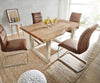 Dining Table Olympus Live Edge Acacia Wood Natural Square Frame Steel 140-300cm