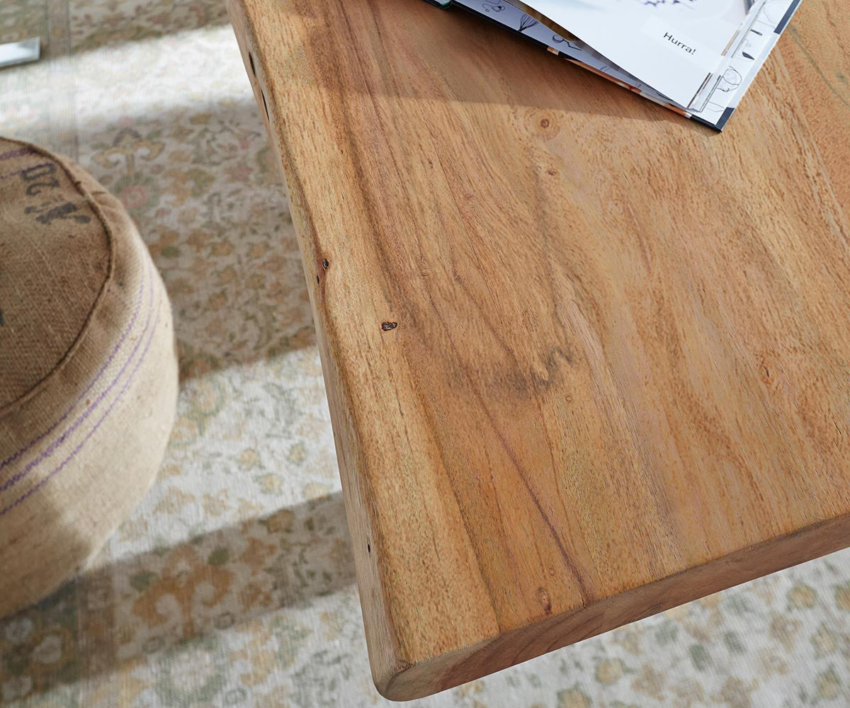 Dining Table Olympus Live Edge Acacia Wood Natural Square Frame Steel 140-300cm