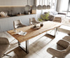 Dining Table Olympus Live Edge 260cm Acacia Wood Natural Square Frame Steel 55mm Top