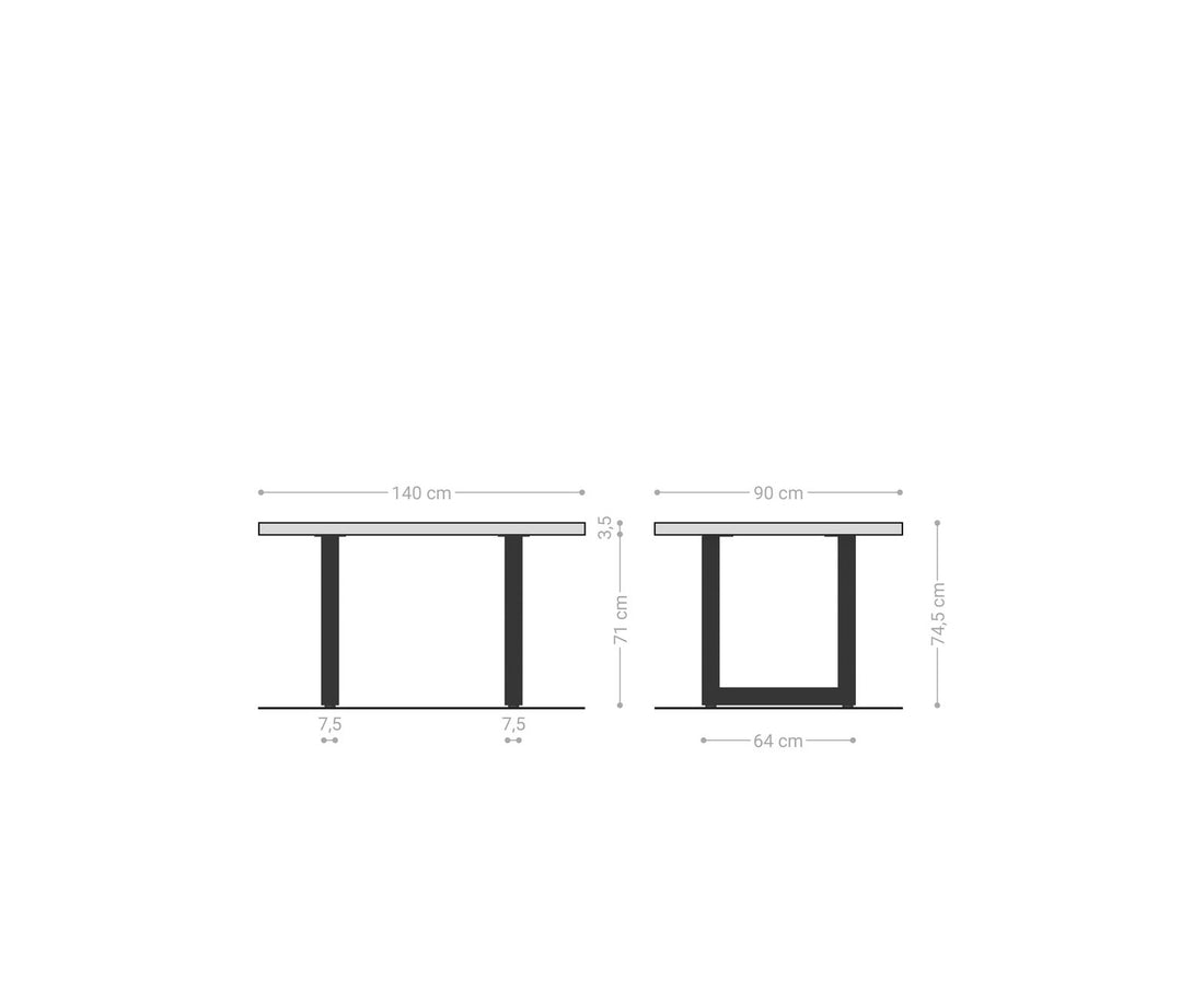 Dining Table Olympus Live Edge 140cm Acacia Wood Natural Square Frame Steel 35mm Top