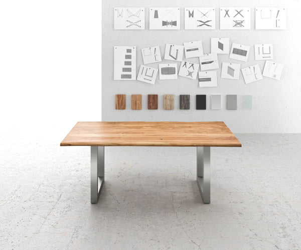 Dining Table Olympus Live Edge 200cm Acacia Wood Natural Square Frame Steel 35mm Top
