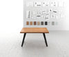 Dining Table Olympus Live Edge 140cm Acacia Wood Natural Slanted Frame Black 55mm Top