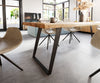 Dining Table Olympus Live Edge 260cm Acacia Wood Natural Slanted Frame Black 55mm Top