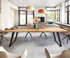 Dining Table Olympus Live Edge 260cm Acacia Wood Natural Slanted Frame Black 55mm Top