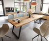 Dining Table Olympus Live Edge 260cm Acacia Wood Natural Slanted Frame Black 55mm Top