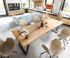 Dining Table Olympus Live Edge 260cm Acacia Wood Natural Slanted Frame Black 55mm Top