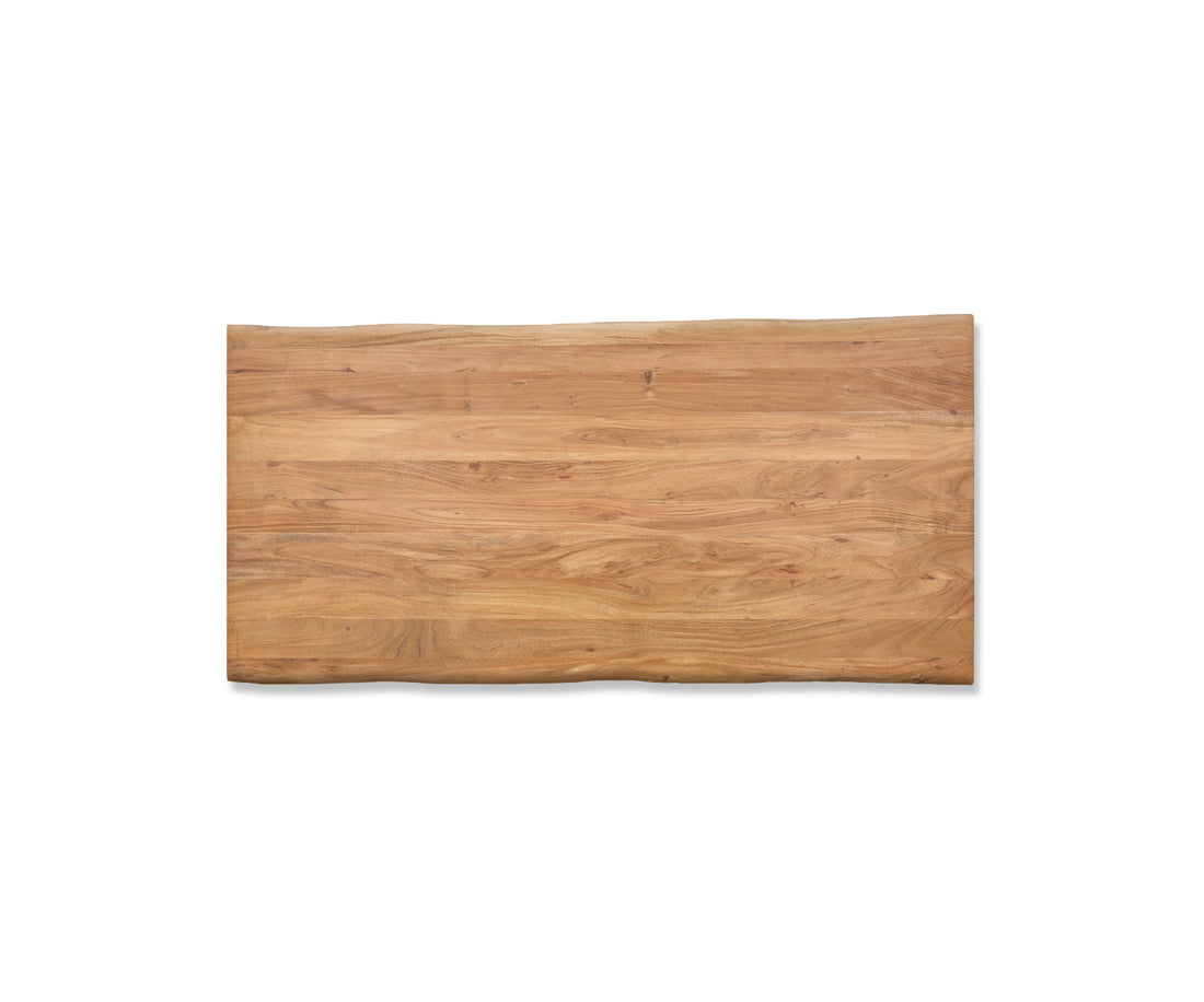 Dining Table Olympus Live Edge 200cm Acacia Wood Natural Slanted Frame Black 35mm Top