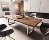 Dining Table Olympus Live Edge 260cm Acacia Wood Brown Square Frame Steel 55mm Top