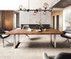 Dining Table Olympus Live Edge 260cm Acacia Wood Brown Square Frame Steel 55mm Top