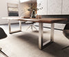 Dining Table Olympus Live Edge 260cm Acacia Wood Brown Square Frame Steel 55mm Top