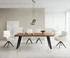 Dining Table Olympus Live Edge 200cm Acacia Wood Brown Slanted Frame Black 55mm Top