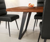 Dining Table Olympus Live Edge 260cm Acacia Wood Brown Slanted Frame Black 55mm Top