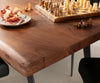 Dining Table Olympus Live Edge 260cm Acacia Wood Brown Slanted Frame Black 55mm Top