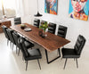 Dining Table Olympus Live Edge 300cm Acacia Wood Brown Slanted Frame Black 55mm Top