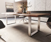 Dining Table Olympus Live Edge 260cm Acacia Wood Brown Square Frame Slim Steel 55mm Top