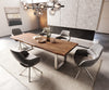 Dining Table Olympus Live Edge 260cm Acacia Wood Brown Square Frame Slim Steel 55mm Top