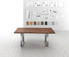 Dining Table Olympus Live Edge 200cm Acacia Wood Brown Square Frame Slim Steel 35mm Top