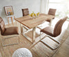 Dining Table Olympus Live Edge Acacia Wood Natural Square Frame Slim Steel 140-300cm