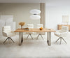 Dining Table Olympus Live Edge 200cm Acacia Wood Natural Square Frame Slim Steel 35mm Top