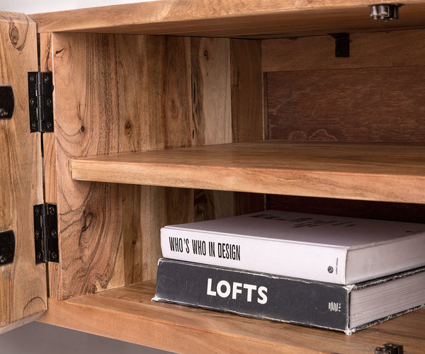 TV Stand Olympus Classic Live-Edge 300cm 2 Compartments Acacia Wood Natural