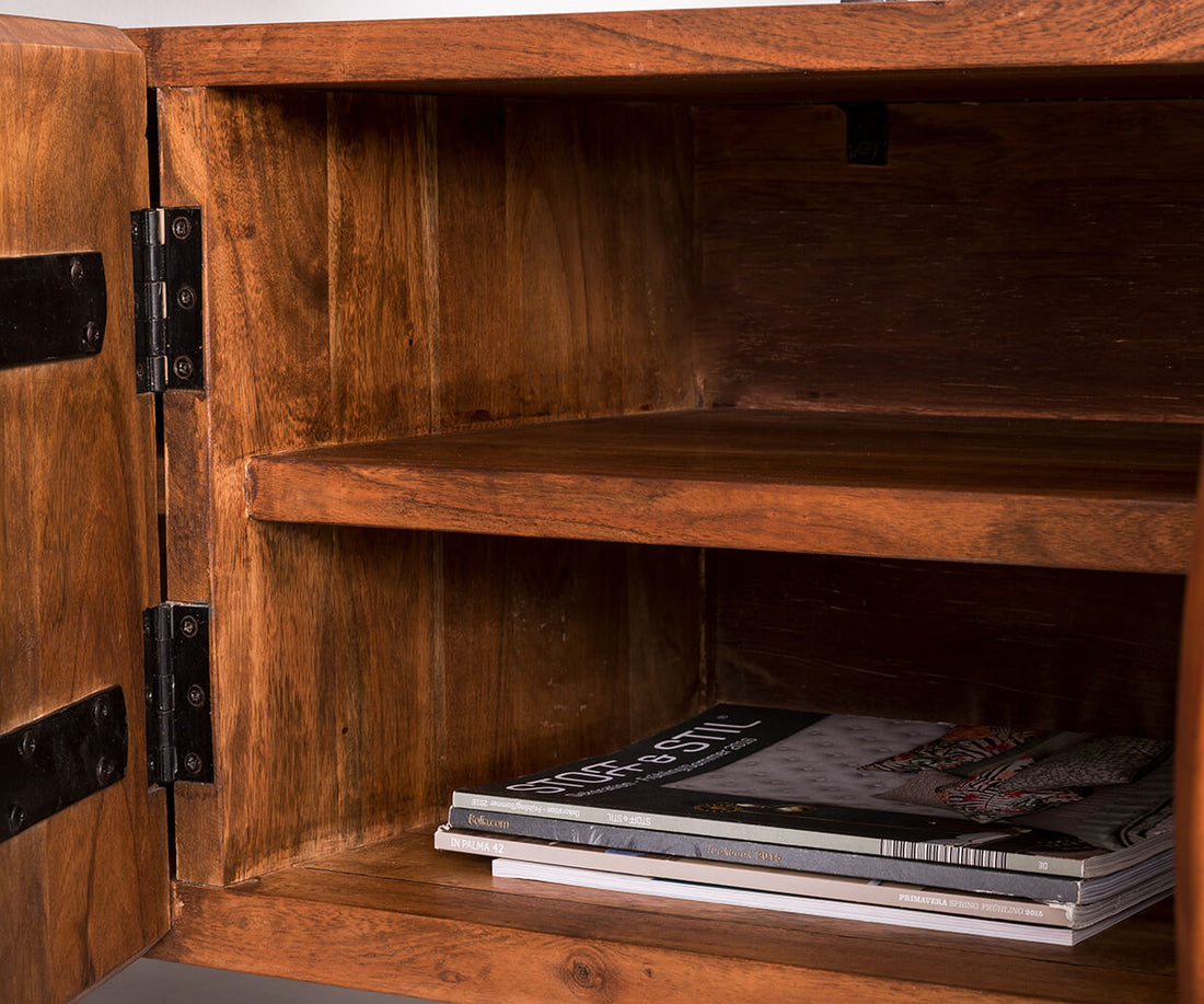 TV Stand Olympus Classic Live-Edge 300cm 2 Compartments Acacia Wood Brown