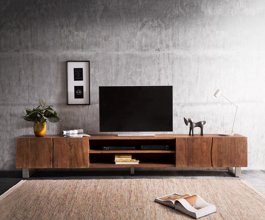 TV Stand Olympus Classic Live-Edge 300cm 2 Compartments Acacia Wood Brown
