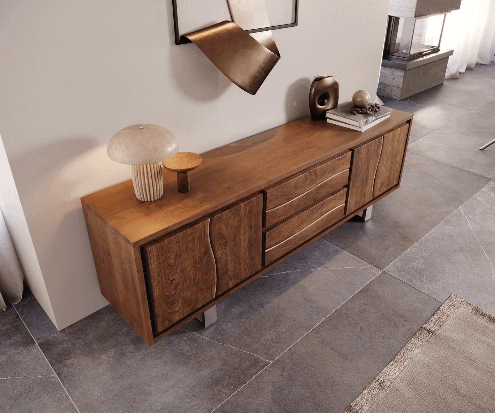 TV Stand Olympus Live-Edge 200cm Acacia Wood Brown