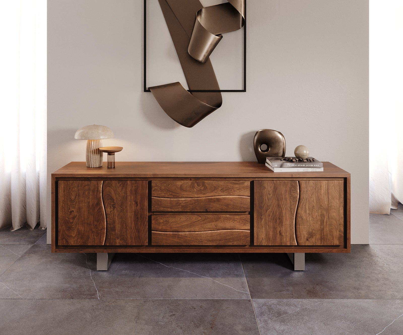 TV Stand Olympus Live-Edge 200cm Acacia Wood Brown