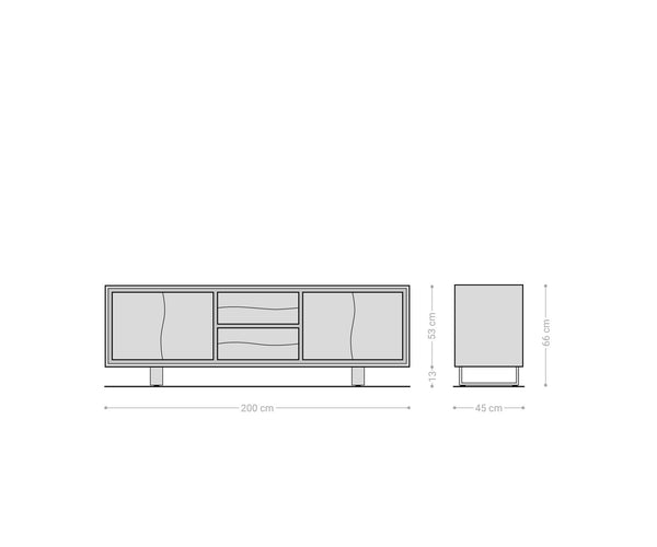 TV Stand Olympus Live-Edge 200cm Acacia Wood Brown