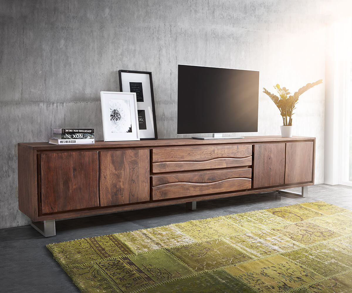 TV Stand Olympus Live-Edge 200-300 cm Acacia Wood Brown