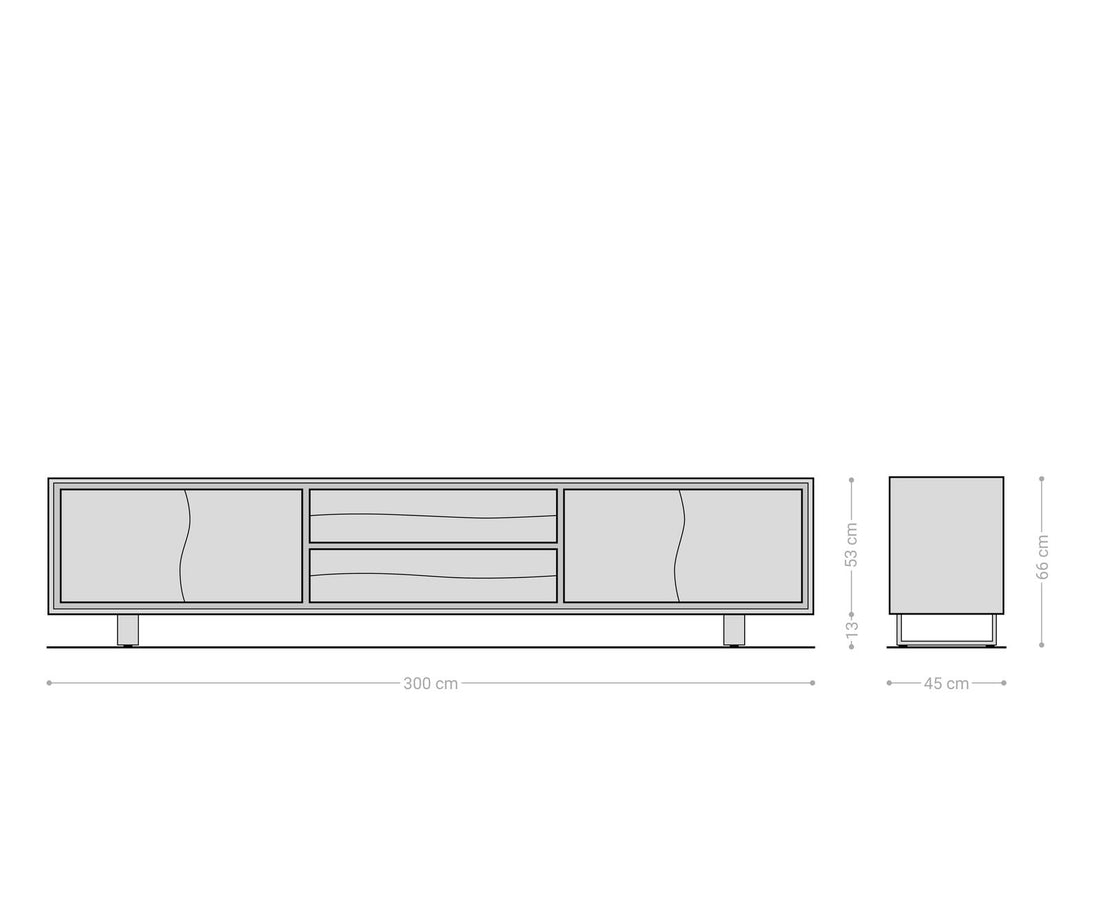 TV Stand Olympus Live-Edge 300cm Acacia Wood Brown
