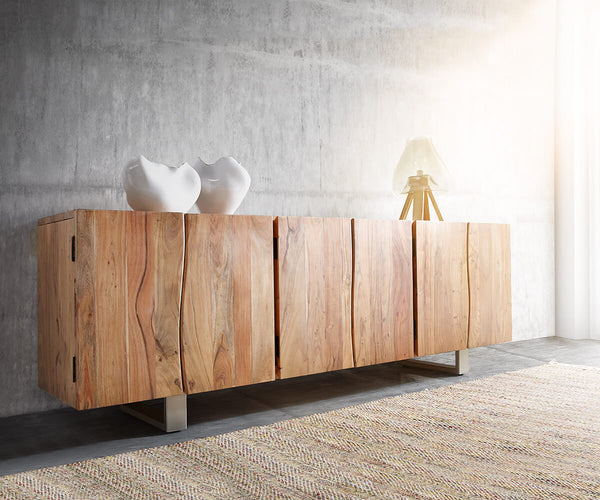 Sideboard Olympus Live-Edge 220 cm 6 Doors Acacia Wood Natural