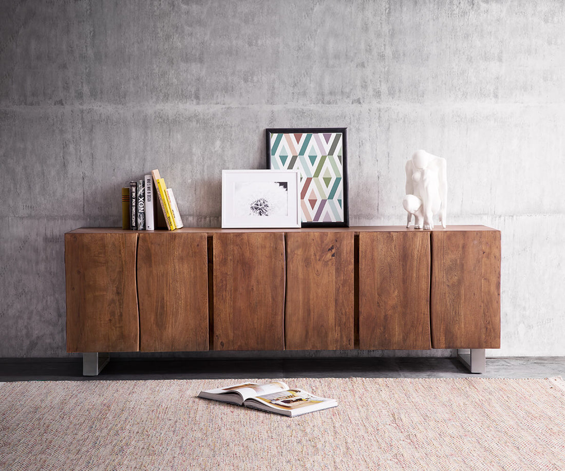 Sideboard Olympus Classic Live-Edge 220cm 6 Doors Acacia Wood Brown