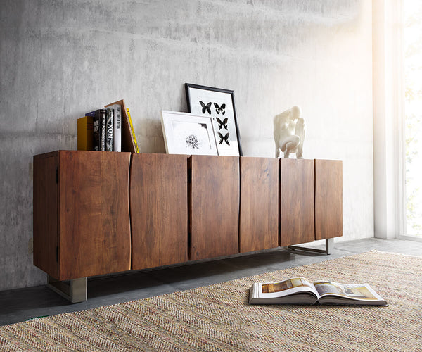 Sideboard Olympus Live-Edge 220 cm 6 Doors Acacia Wood Brown