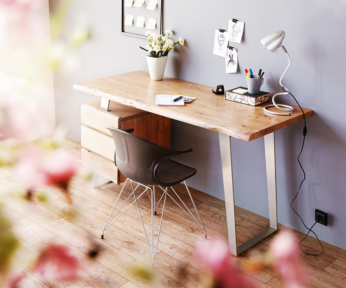 Desk Olympus Live-Edge 147x62cm 3 Drawers Acacia Wood Natural