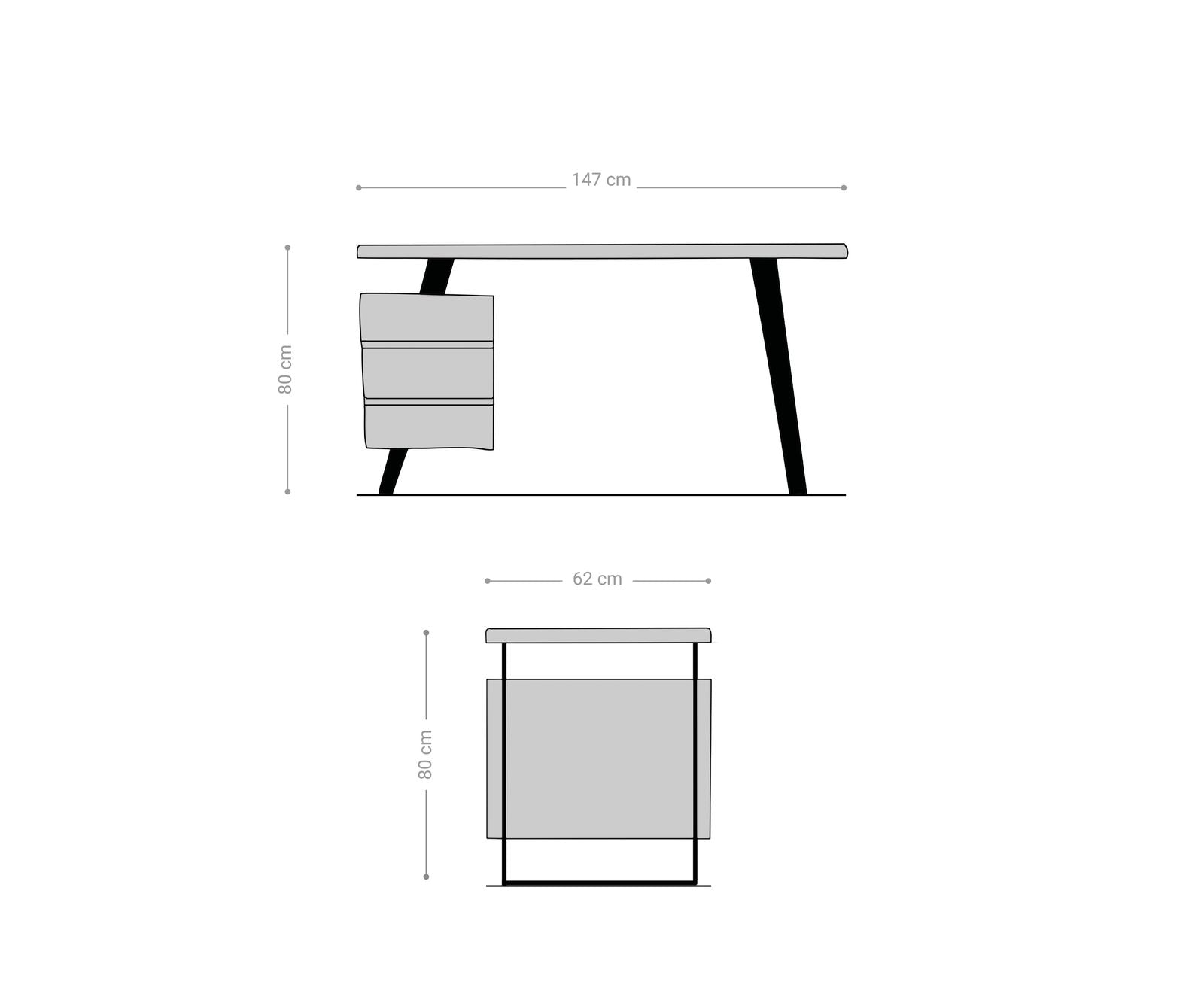 Desk Olympus Live-Edge 147x62cm 3 Drawers Acacia Wood Natural