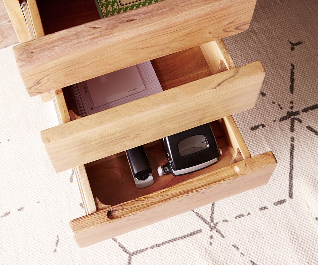 Desk Olympus Live-Edge 147x62cm 3 Drawers Acacia Wood Natural