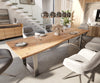 Dining Table Olympus Live Edge 300cm Acacia Wood Natural Square Frame Slim Steel 35mm Top