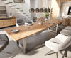 Dining Table Olympus Live Edge 300cm Acacia Wood Natural Square Frame Steel 35mm Top