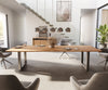 Dining Table Olympus Live Edge 300cm Acacia Wood Natural Square Frame Steel 35mm Top