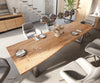 Dining Table Olympus Live Edge 300cm Acacia Wood Natural Square Frame Steel 35mm Top