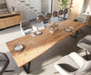 Dining Table Olympus Live Edge 300cm Acacia Wood Natural Slanted Frame Black 35mm Top