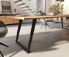 Dining Table Olympus Live Edge 300cm Acacia Wood Natural Slanted Frame Black 35mm Top